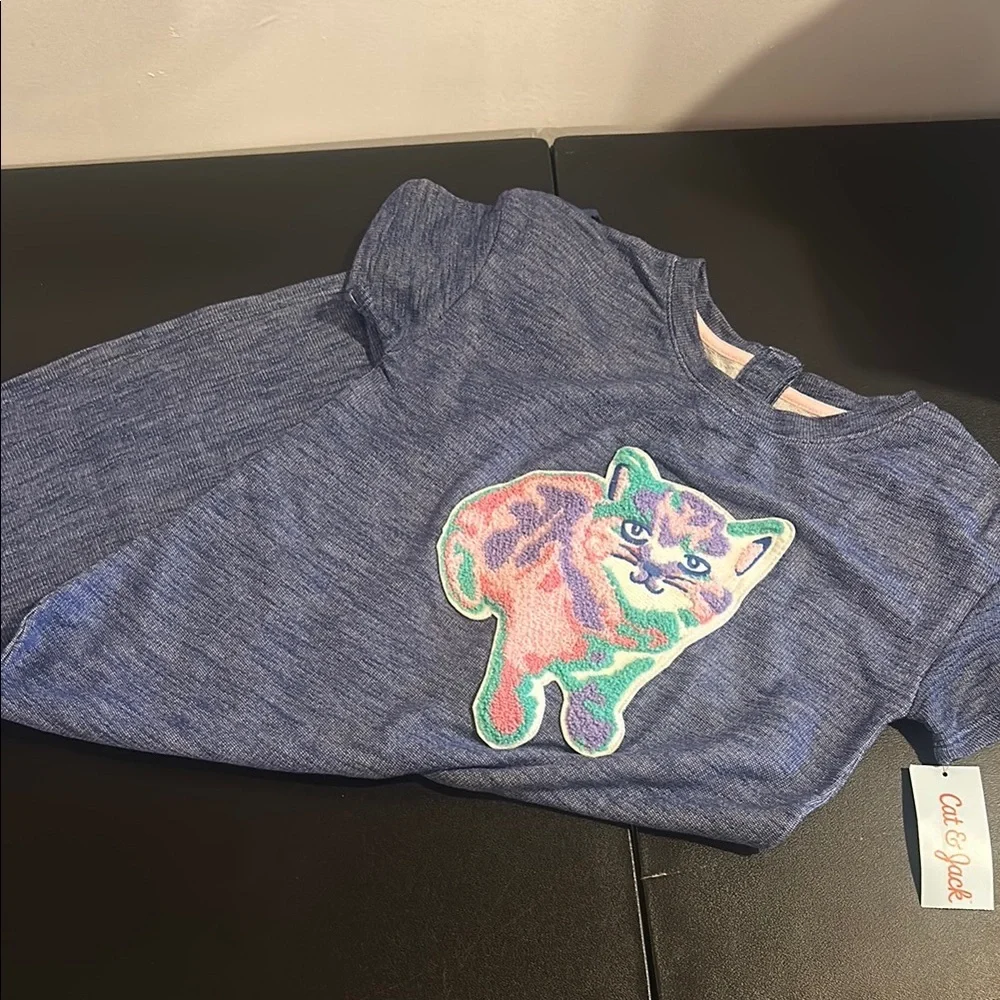 Cat & Jack Blue Kids dress with Colorful Cat Design